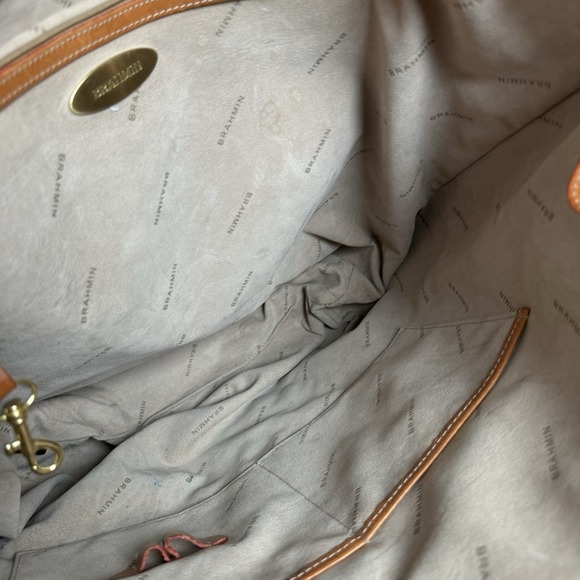 RARE Brahmin Large Coral Tote w Canvas /‎ Leather Handles - Picture 16 of 16